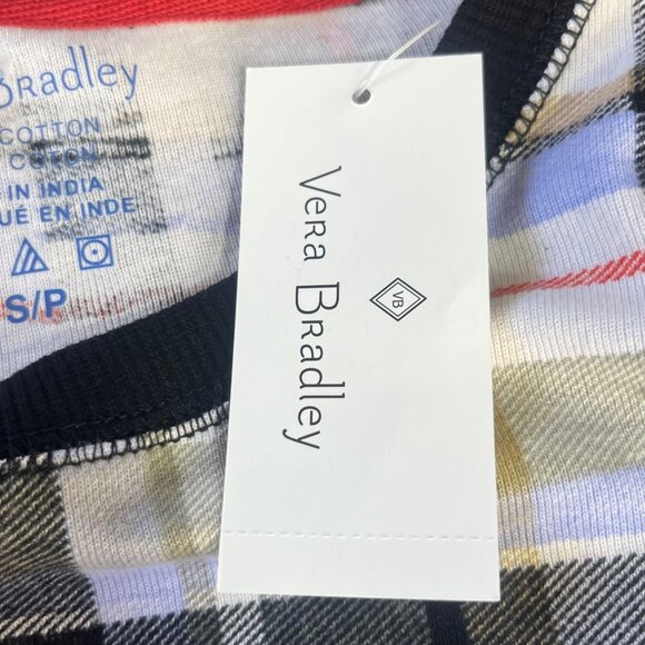 Vera Bradley Long Sleeved Sleep Shirt Womens Medium Blue Brown New Plaid - Picture 8 of 8
